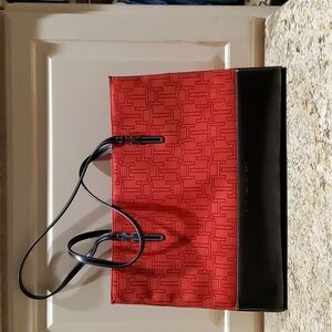 Tommy Hilfiger Red Black Tote Purse Shoulder Bag